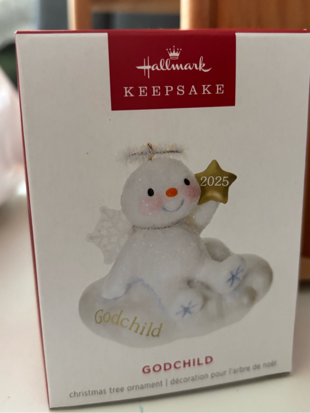 Hallmark Keepsake 2025 Godchild Snowman Angel Christmas Ornament NIB